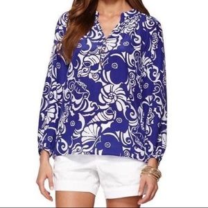 Navy & White Lilly Pulitzer Elsa Top Tide Pools M